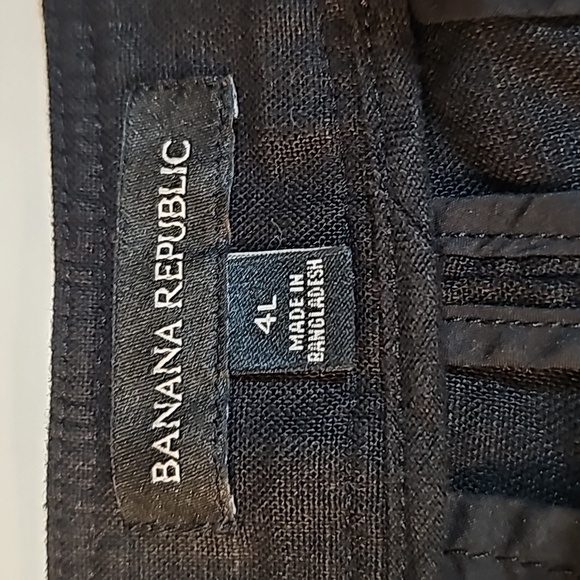 Banana Republic HR Pleated Pant Trouser Slacks Linen High Waisted Wide Black 4 L - Picture 9 of 14